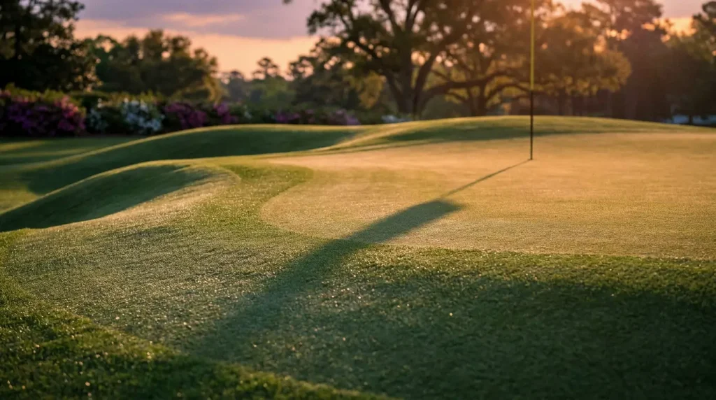 Close-up of a fast contoured putting surface at Augusta National