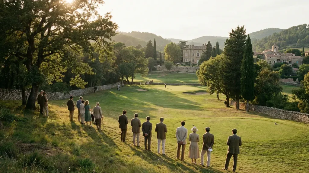 Quiet golf course in continental Europe with a small gallery watching play