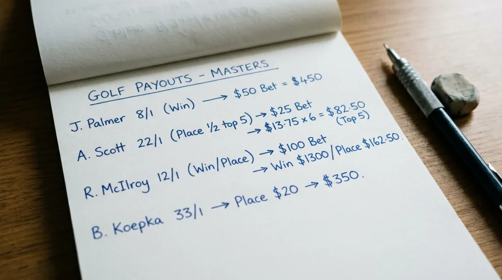 Step-by-step each-way payout calculation with fractional odds example