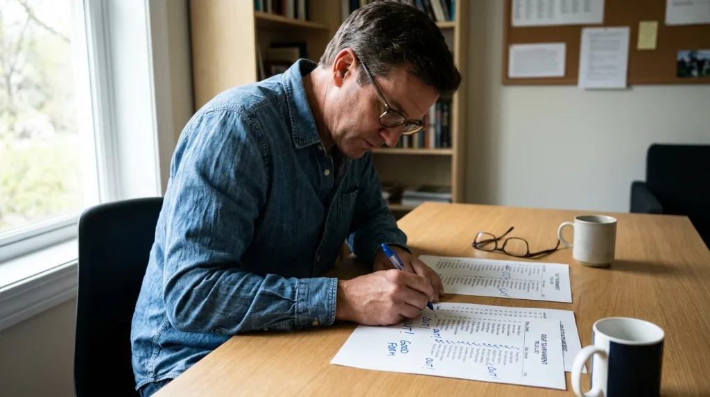 Punter comparing two tournament field lists side by side on a desk