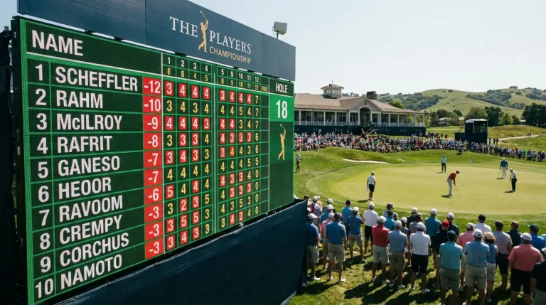 Live golf tournament leaderboard updating scores in real time