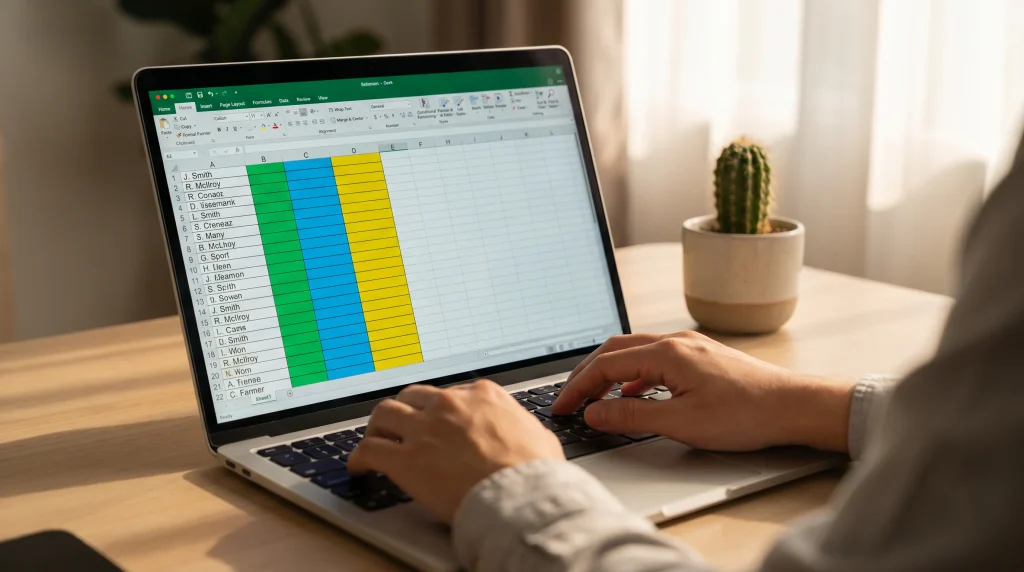 Golf bettor working through a repeatable weekly selection process on a spreadsheet