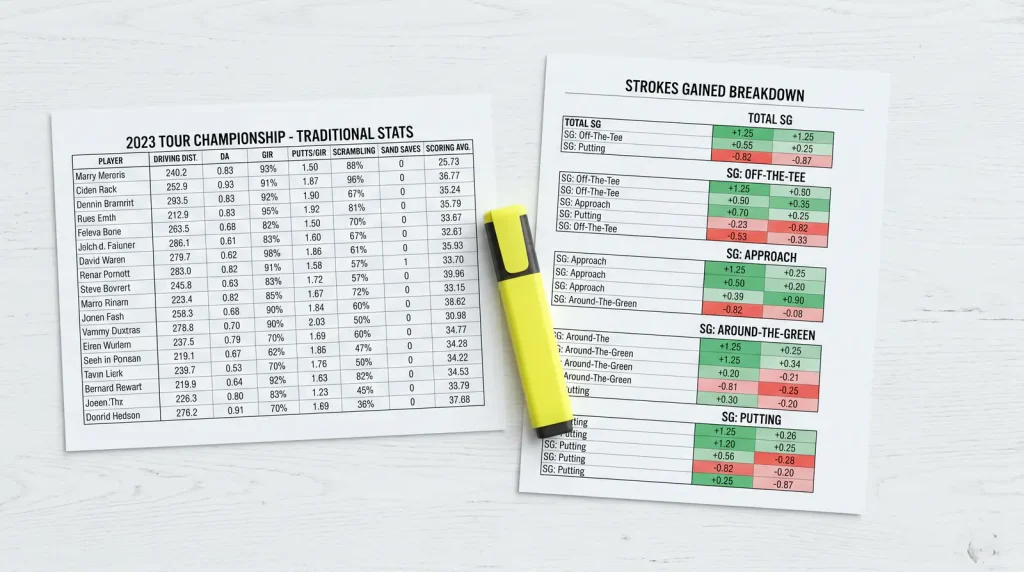 Comparison of strokes gained data versus traditional golf statistics for betting analysis
