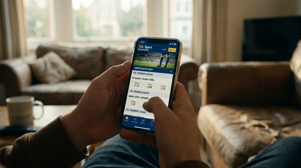 UK bookmaker screen showing available TGL betting options