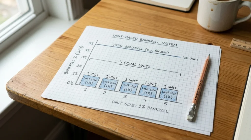 Simple chart showing fixed unit size relative to a golf betting bankroll